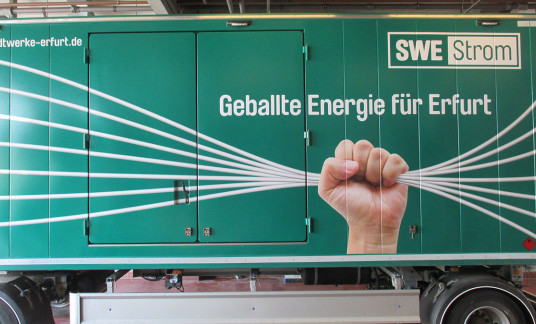 Teilbeschriftung von Notstromaggregaten für die Stadtwerke Erfurt Energie GmbH Teilbeschriftung von Notstromaggregaten für die Stadtwerke Erfurt Energie GmbH