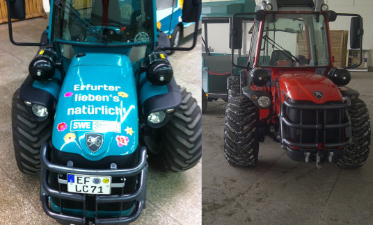 Neue Busbeschriftung für den EGA Express und Vollfolierung Triebwagen