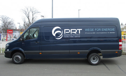 Transporter-Beschriftung für die Fahrzeugflotte der Firma PRT Energietechnik - Mercedes Sprinter