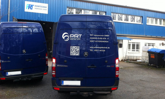 Transporter-Beschriftung für die Fahrzeugflotte der Firma PRT Energietechnik - Mercedes Sprinter