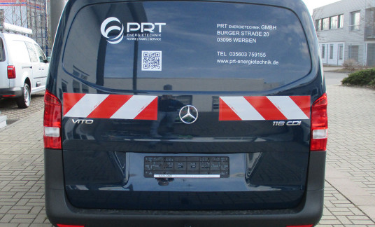 Transporter-Beschriftung für die Fahrzeugflotte der Firma PRT Energietechnik - Mercedes Vito