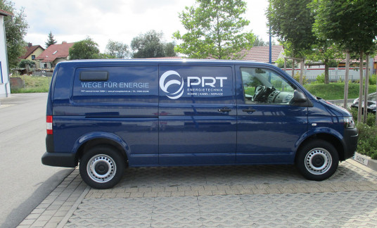 Transporter-Beschriftung für die Fahrzeugflotte der Firma PRT Energietechnik - VW T6 Transporter