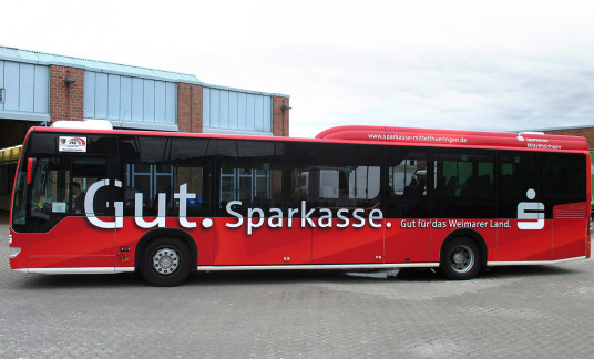 Busbeschriftung für die Sparkasse Mittelthüringen