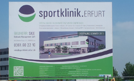Bauschild für sportklinik.ERFURT - Am Urbicher Kreuz, Erfurt